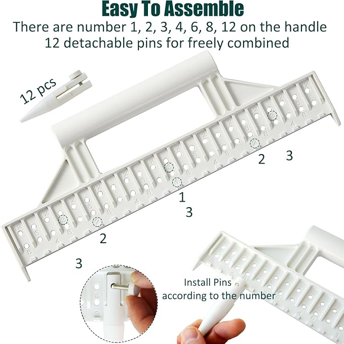 Seed Dibber, Multifunctional Seed Spacer Tool, Seed-in Soil Digger Garden Spacer aid for Planting Seeds Laying Out ideally Spaced Rows (White)
