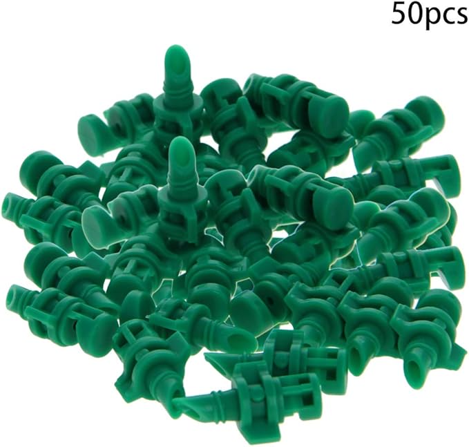 MroMax 50Pcs 180 Degree Micro Sprayer Automizing Sprinkler Nozzle Hydroponic Aeroponic Misters Fan Jet for Miniature Garden Lawn Plant Irrigation System Green