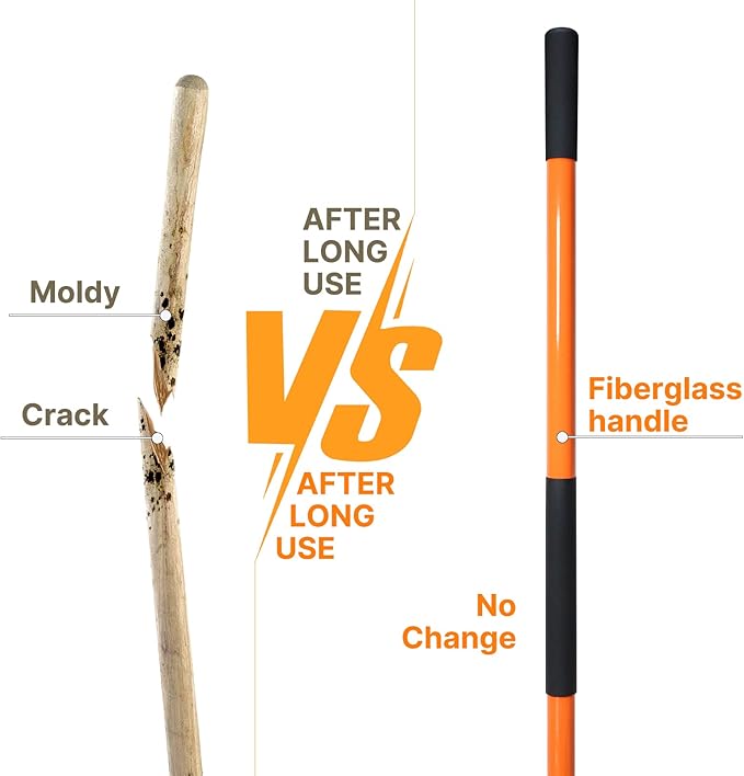 Shovel for Digging, 56 Inches Heavy Duty Shovel for Gardening, Round Shovel for Digging with Fiberglass Handle (Orange)