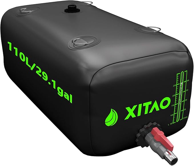 XITAO 29Gal Water Storage Bladder w/Water Level Indicator, Large Capacity Foldable Water Storage Containers, Portable Emergency Water Tank Water Bag for RVs, Irrigation