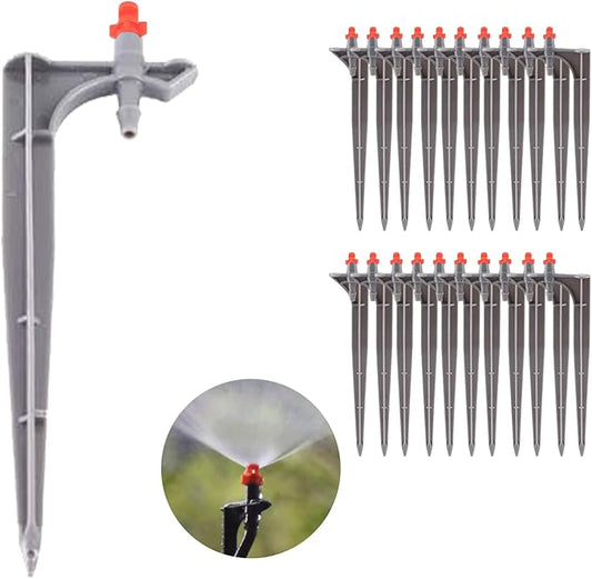 Garden Irrigation System, 20Pcs/Bag Irrigation Dripper with Ground Insert Fruit Tree Drip Irrigation Emitters for for 1/4" Drip Irrigation Tubing(360 Degree with Plunger)