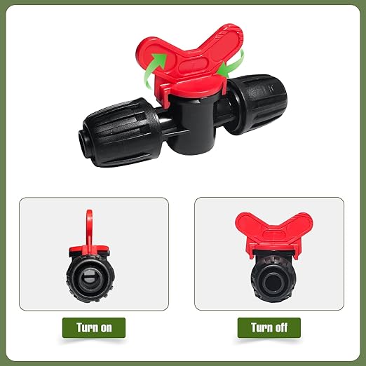 5 Pack 1/2 Inch Drip Irrigation Fittings Shut Off Valve for 1/2 Inch Drip Irrigation Tubing (1/2" ID x 0.60"-0.65" OD), Anti-Leak 1/2'' Drip Line Barbed Ball Valve Coupling Valve for Most 1/2" Tubing