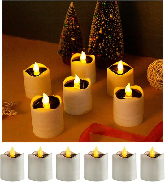 Solar Candle Lights,Flameless Candle Lights,Solar Rechargeable Tea Wax lamp,6 flameless Candle Light, Suitable for Wedding, Valentine's Day, Halloween, Christmas (Solar Candle Light)