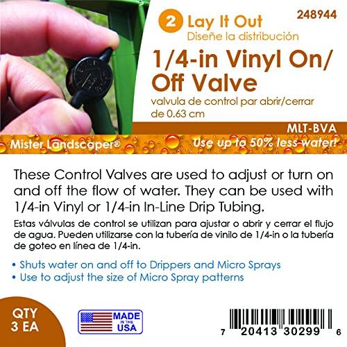 Mister Landscaper MLT-BVA 1/4" Vinyl On/Off Drip Irrigation Valve (3 Quantity)