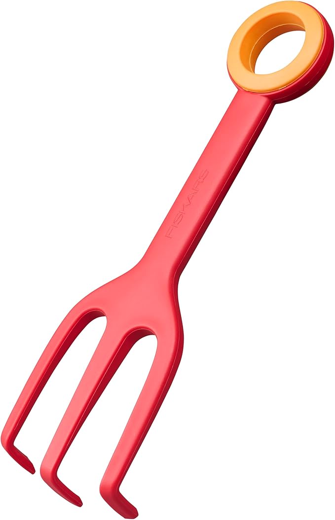 Fiskars Kids Garden Tool Set (4-Piece) - Ages 3+ Educational Toys for Yard Work - Cultivator, Trowel, Scoop and Brush with Organizational Hang Holes