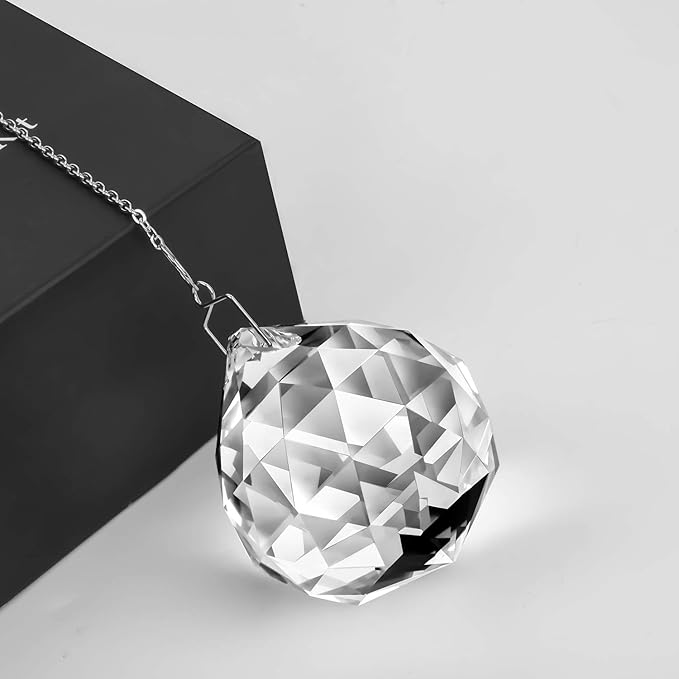 MerryNine 6 Pcs Clear Crystal Ball Prism Sun Shine Catcher Rainbow Pendants Maker, Hanging Crystals Prisms for Windows, for Feng Shui, for Gift (1.96"/50mm 6Pack)