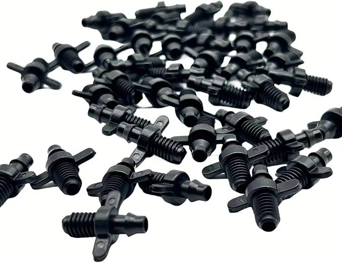 50Pcs Barb Tubing Coupling Adapter Thread (1/4") x Barb 1/4" Drip Micro Irrigation Threaded With Barb 1/4-Inch Coupling (BLACK)