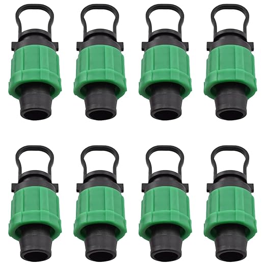 Drip Irrigation Tubing End Cap Plugs Universal Barbed Locking Fittings for 16-17mm Drip Tape Tubing Sprinkler System [8PCS, Green]