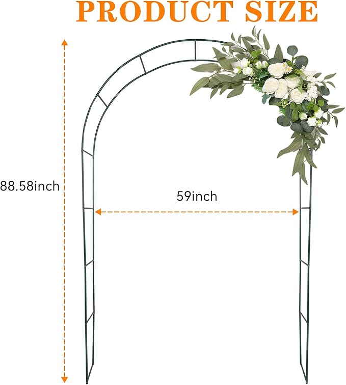 Tytroy Reconfigurable & Easy-to-Assemble Metal Outdoor & Indoor 7'6" Garden or Wedding Arch Arbor for Wedding Bridal Party Elegant Decorations & Garden Climbing Plants Vines (Green 1PC)