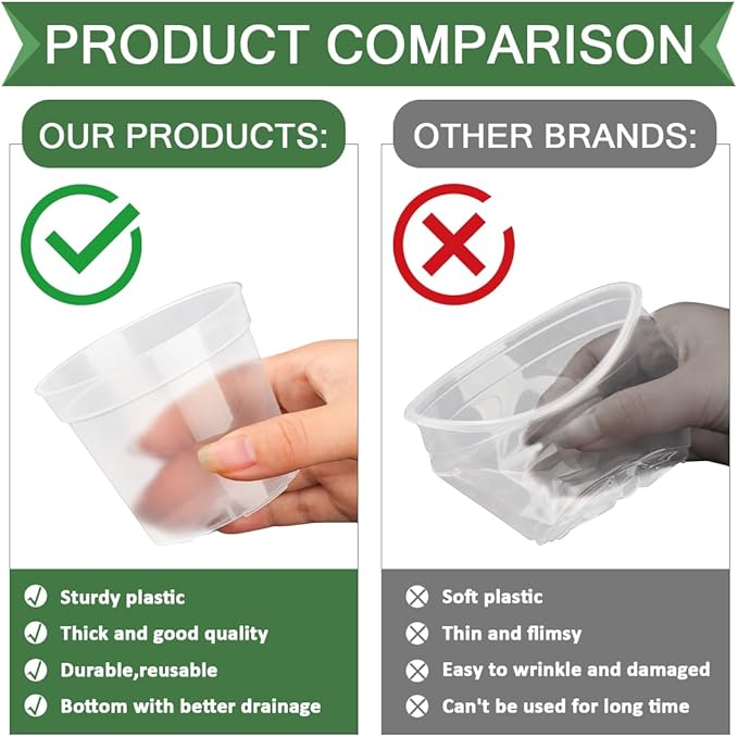 2.5" Clear Seeding Pots 100-Pack Round for Seeds Starter Pots, Seeds Germination Transparent Nursery Pots with Drainage Holes (2.5Inch,100Pcs,Clear)