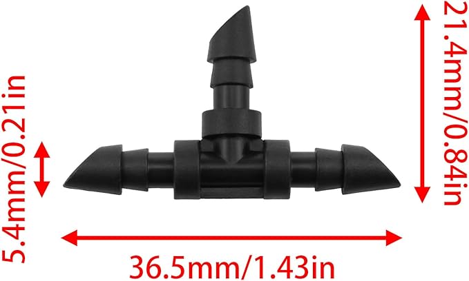 Drip Irrigation Tee Fittings 1/4 Drip Irrigation Tubing Tees Barb Connector for Drip Irrigation or Sprinkler System 30PCS