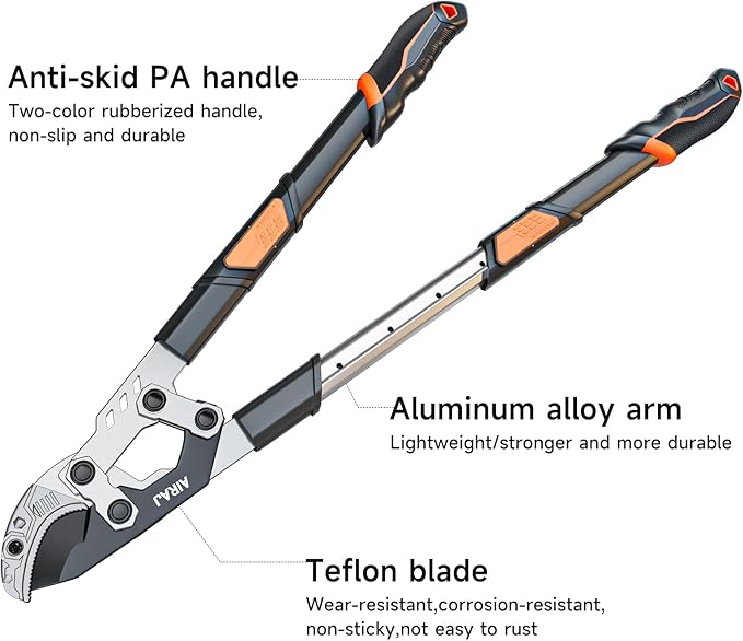AIRAJ 27-37'' Extendable Anvil Loppers for Tree Trimming Heavy Duty with Compound Action | Branch Cutter with 2” Cutting Capacity | Chops Thick Branches Ease | Garden Lopper Pruning Shears Heavy Duty