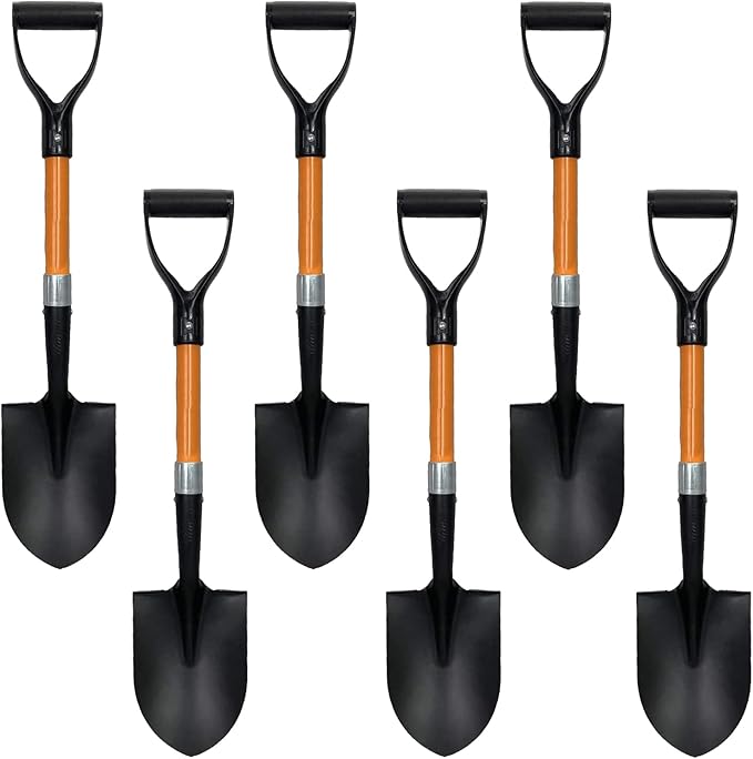 Ashman Short Handle Digging Shovel (6 Pack) Kids Beach Shovel, Shovel for Digging 27-inch with Sturdy Blade, Small Garden Shovel, Kids Snow Shovel, Shovels for Gardening with D- Handle Gardening Tools