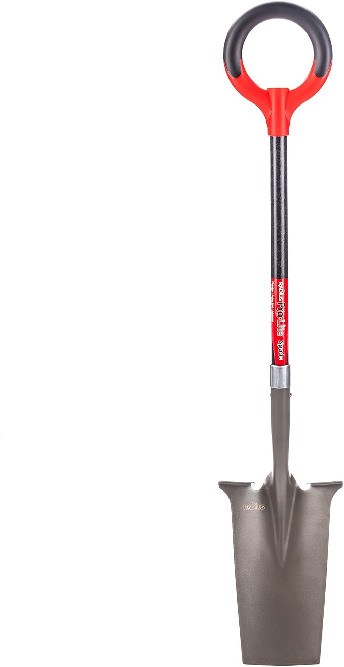 Radius Garden 25111 Pro-Lite Ergonomic Carbon Steel Spade, Red