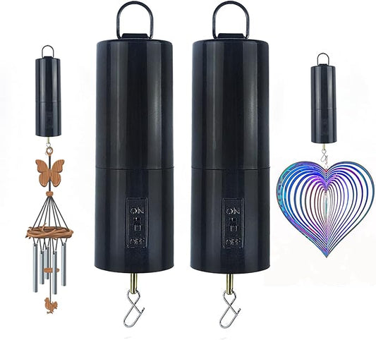 2 Pack Wind Spinner Motor Hanging Display Motor Battery Operated 20 RPM Rotating Motor Multi-Purposes for Wind Spinner Mobile Yard Decor Hanging Ornament Outdoor Sculptures-Medium Speed (2 Pcs Black)