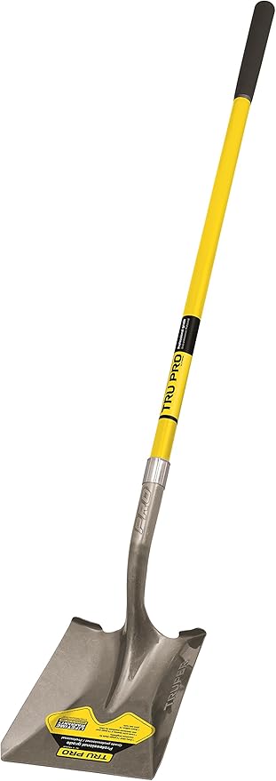Truper 31199 Tru Pro 48-Inch Square Point Shovel, Fiberglass Handle, 10-Inch Grip