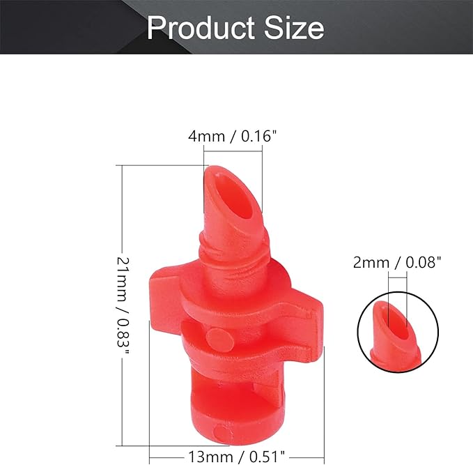 MroMax Micro Sprayer Fan Jet, 360 Degree Plastic Refraction Atomized Dripper Hydroponic Garden Irrigation, Red 50Pcs