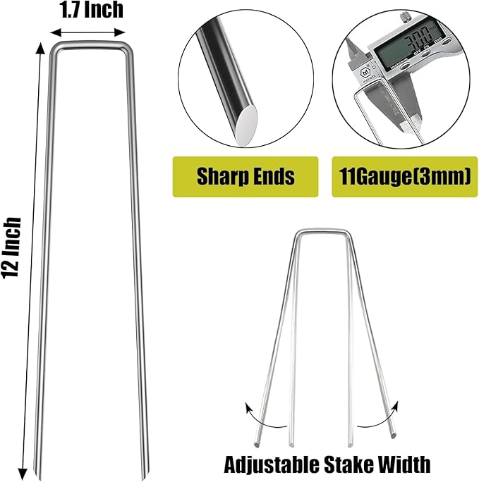 50Pcs 6inch Extra-Long U-Shaped Garden Securing Pegs,Anti-Rust Garden Stake for Dog Fences,Securing Weed Barrier Fabric Netting, Irrigation Hoses, Ground Sheets and Fleece,etc