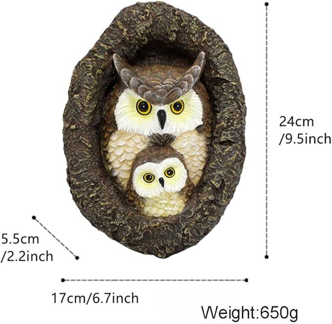 Owl Tree Hugger Whimsical Tree Sculpture Garden Statues Outdoor Tree Face Decor Garden Peeker Yard Art Decorations (Mom and Baby Owl)