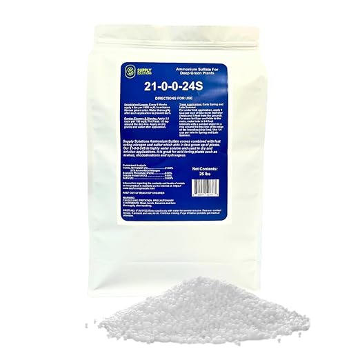 21-0-0-24S Ammonium Sulfate for Deep Green Plants - Soil Acidifier for Blueberry Blooms, Azalea and Magnolia Tree Fertilizer - Sulfur for Plants Nitrogen Fertilizer (25 Pounds)
