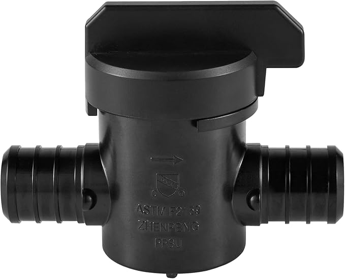 4 Pieces EFIELD Poly PPSU Pex Valve 1/2" X1/2" Full Port Ball Valve, Barb Crimp Pex Connection, ASTM F2159