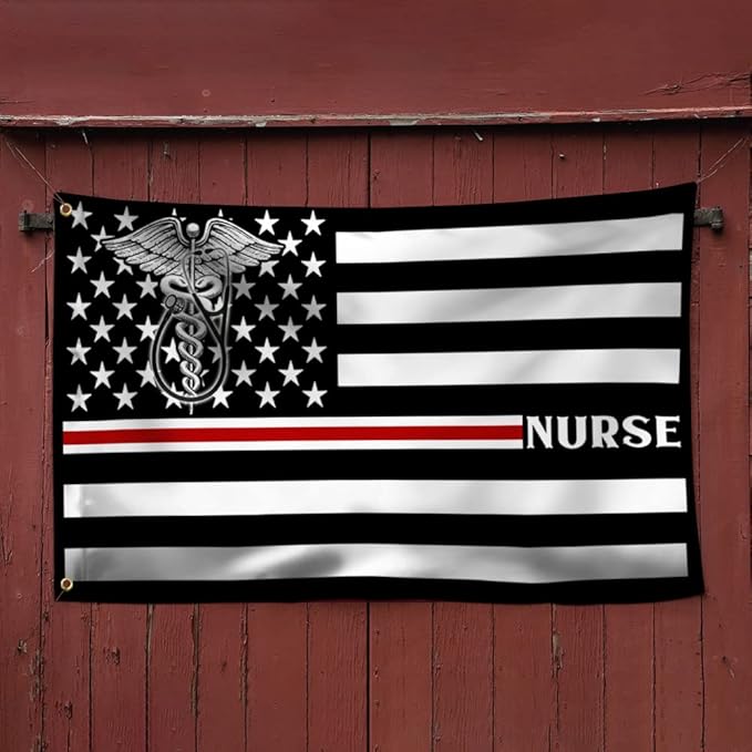 FLAGWIX American Flag-Nurse Flag Thin Red Line Nurse Grommet Flag TRN1388GFv1, 3x5 ft., No Flag Pole Rings-USA Heavy Duty Flags Canvas Cotton-Durable Indoor Outdoor Flag