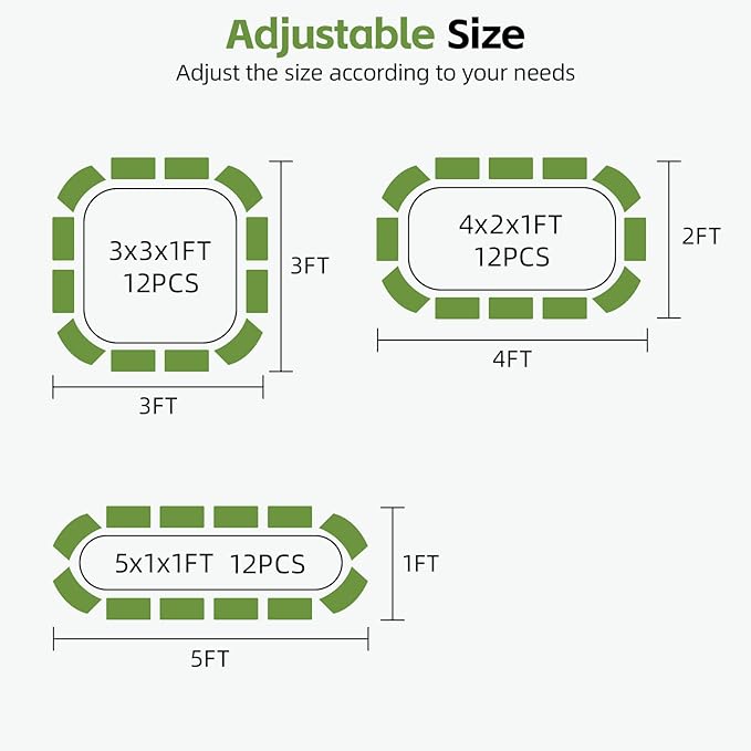 3-in-1 Modular Raised Garden Bed Kit - Adjustable Sizes (4x2x1ft, 3x3x1ft, 5x1x1ft) - Heavy-Duty Galvanized Steel Planter Box with Bracing Rods & Gloves for Vegetables, Fruits, Flowers