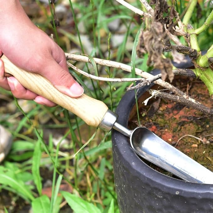 Seeding Widger, Stainless Steel Garden Planting Trowel with Scale, Long Narrow Hand Shovel for Planting Weeding Digging Fertilizer