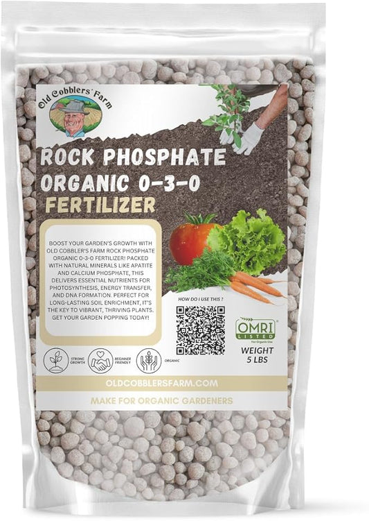Organic Rock Phosphate Fertilizer 0-3-0-Enhances Root Growth,Eco-Friendly,Garden Soil Health 5 lbs by Old Cobblers Farm