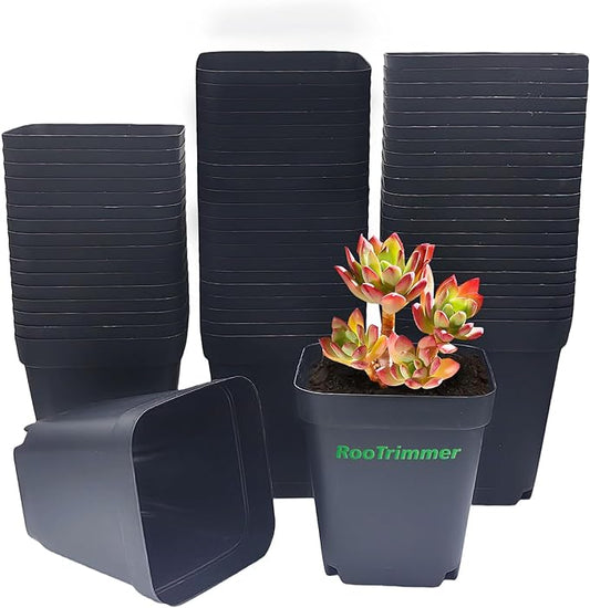 Square Nursery pots 4 Inches 60Pcs, Seedling Plastic Seeds propogation Growing Pots (Black,4Inches,60Pcs)
