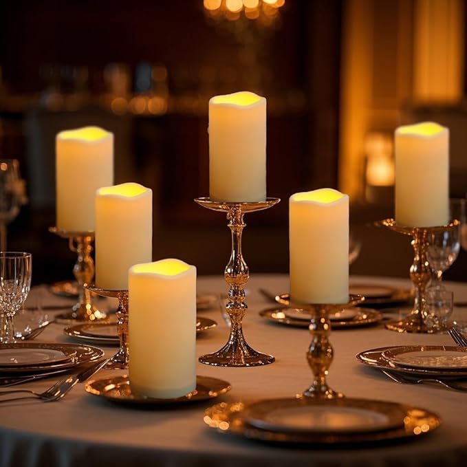 Waterproof Flameless Remote Control Candles 2PACK(D3''*H5.5'')Battery Operated Flickering LED Pillar Candle,plastic with 10-Key 24Hours Timer for Outdoor/Indoor Party Garden Lanterns Porch Ivory