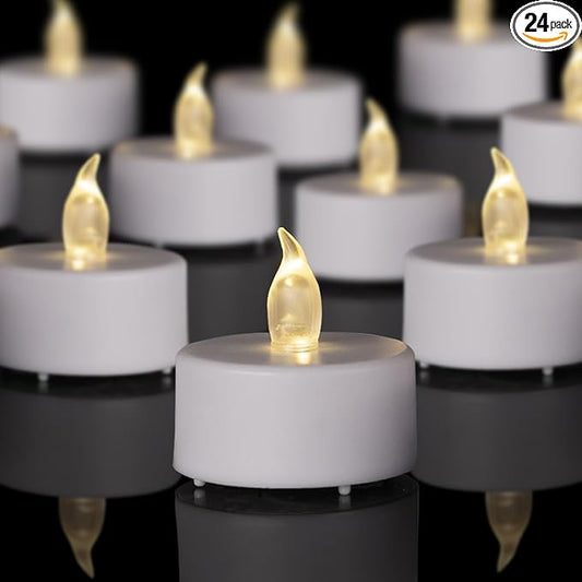 LED Tea Lights Candles- 24Pack Flameless Candles Realistic and Bright Flickering Long Lasting 200Hours for Holiday Celebration,Party, Home Decoration WarmWhite,Battery Operated