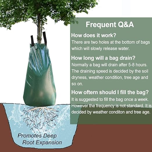 Tree Watering Bag 20 Gallon Watering Bag for Trees with Heavy Duty Zipper Premium PVC Tree Bags Slow Release Drippers Bag for Trees (4 Pack 5-8 Hours Releasing Time)