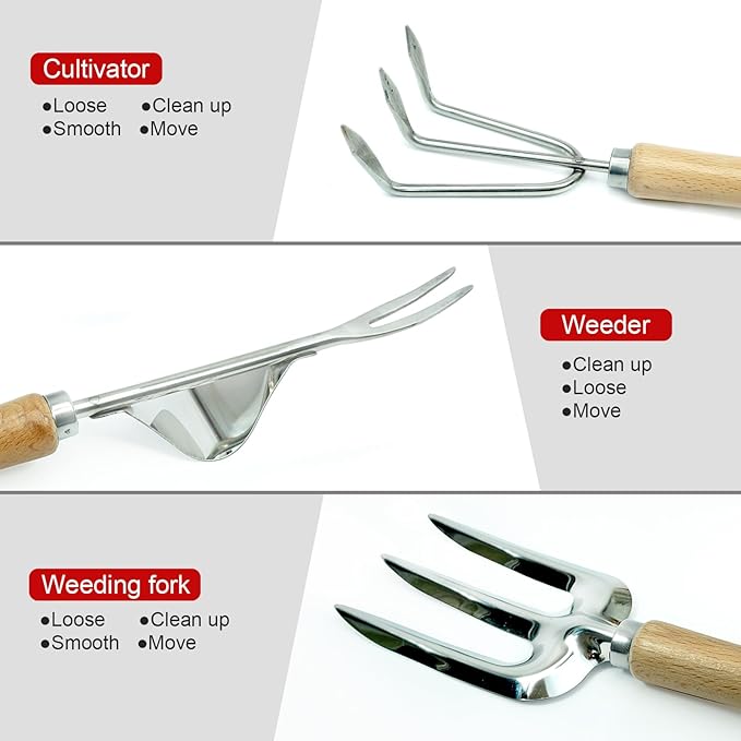 Garden Tools Set 25 Piece, Succulent Tools Set Included, Heavy Duty Stainless Steel Gardening Tools,Ergonomic Handle Tools,Storage Tote Bag,295 inch Flexible Water Pipe,Ideal Gifts for Women