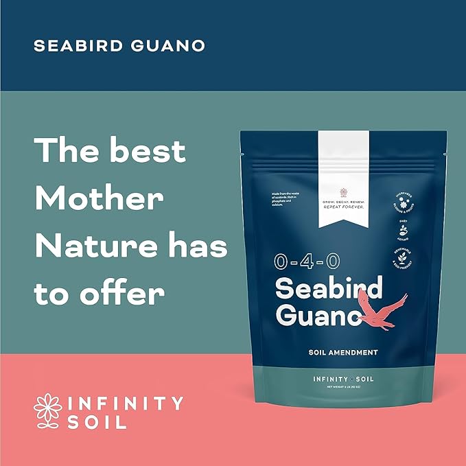 Seabird Guano - Sustainable and Natural Soil Amendment - Seabird Waste Rich in Phosphate and Calcium - Increases Foliage, Blooms and Fruit - 2 LBS