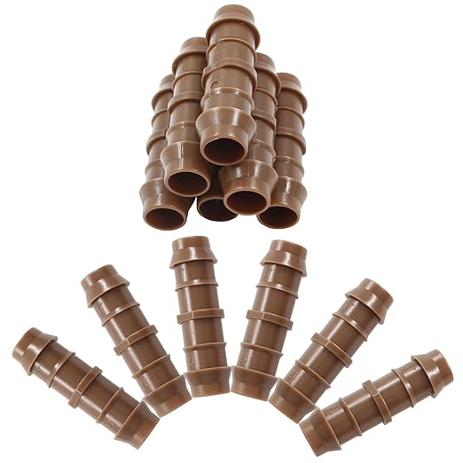 17mm/1/2 Inch Barbed Coupling, 12 Packs Drip Line Connectors Fittings for 1/2 Inch Drip Tubing, Drip Irrigation Coupler for Patio, Lawn, Garden