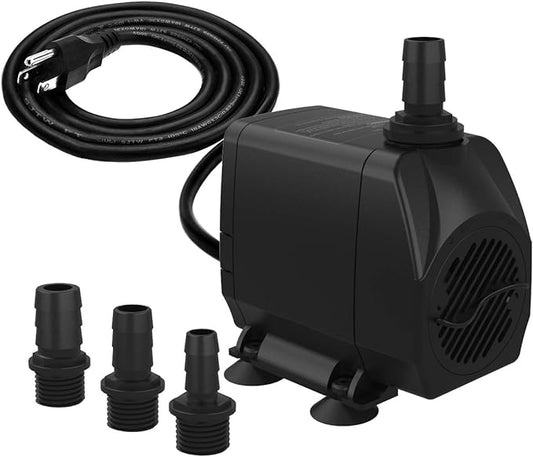 Submersible Pump 660GPH (2500L/H 45W) Ultra Quiet with Dry Burning Protection 8.2ft High Lift for Fountains, Hydroponics, Ponds, Aquariums & More…