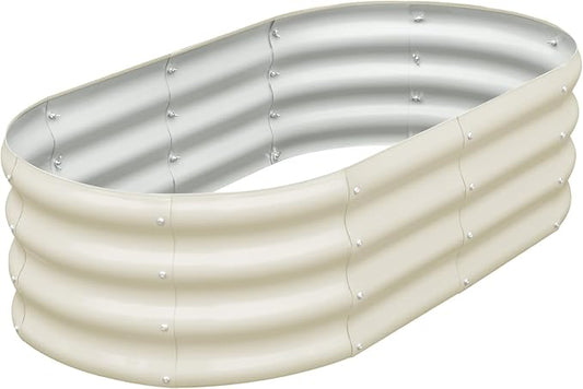 SnugNiture Galvanized Raised Garden Bed, 4x2x1ft Oval Metal Planter Box for Planting Outdoor Plants Vegetables