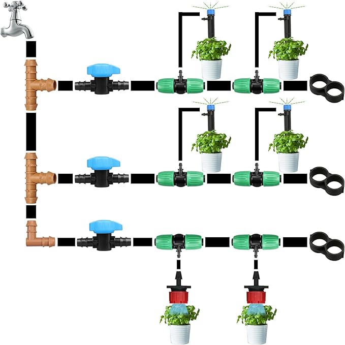 5 Pack 1/2 Inch Drip Irrigation Valve: 1/2 in. in-Line Shut Off Valves for 1/2 Inch Drip Irrigation Tubing (.570-.620" ID) Barbed Cut Off Switch Valve for Garden Irrigation System