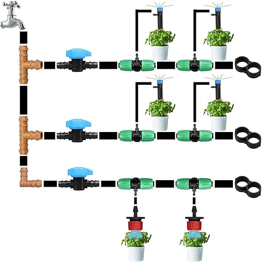 Drip Irrigation 1/2" Barbed Valve: 12 Pack in-Line Ball Shut Off Valve 16mm for 1/2 Inch and 5/8 Inch Irrigation Tubing (.570 to .620 ID) for Drip Line Tape System