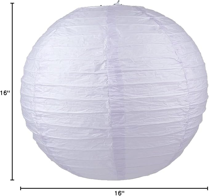 WYZworks - Round Paper Lanterns 10 Pack (Light Lavender, 16") - Hanging Paper Lanterns Lamp for Wedding, Birthday, Party and Home Decorations with 8", 10", 12", 14", 16" Option