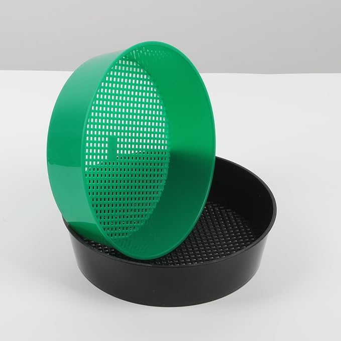 Gardening Sand Soil Compost Sifter,4 Pack Rock Garden Sieve Soil Sifter, Round Plastic Soil Sifting Pan Sand Sifter Set for Home Plant Gardening Sieve Work of Small Gravel, Soil, Sand