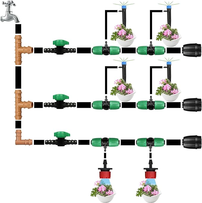 1/2 Inch Drip Irrigation Barbed Valve, 15 Pcs Barbed Switch Valves Drip Line Parts for 1/2" Drip Tubing (.570-.620" ID), 1/2 in. in-line Barbed Shut Off On Valve for Garden Irrigation System
