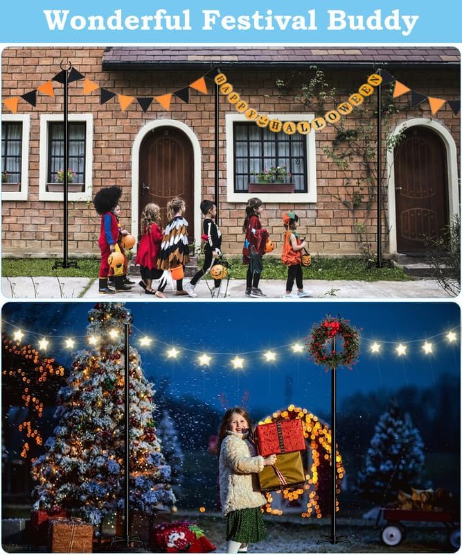 String Light Pole Stand for Outdoor String Lights Hanging, Use for Backyard, Garden, Patio, Party, Festival, Wedding, Picnic, 10FT, Matte, 1 Pole