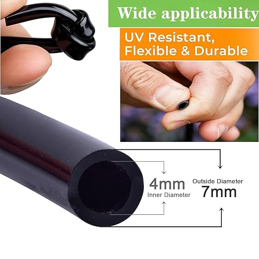 100 Foot (30 m) Drip Hose,1/4 Inch Blank Distribution Hose Drip Hose with 10 Packs of 1/4 "Drip Tee Connectors,Suitable for Quick Connector Irrigation Systems,Small Garden Irrigation Systems