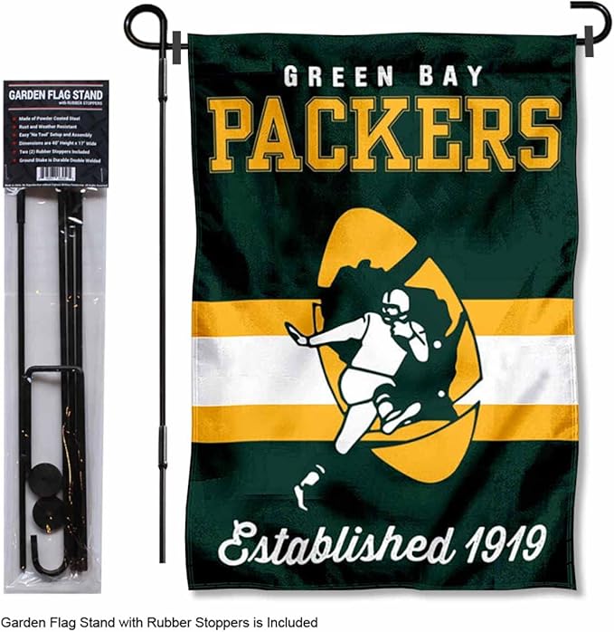 WinCraft Green Bay Packers Throwback Retro Vintage Garden Flag and Flagpole Mount