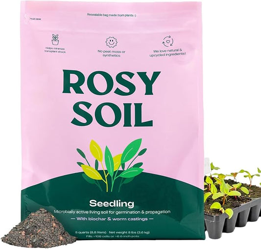 Seedling Seed Starter Soil Mix - Peat-Free Organic Potting Mix for Seeds, Cuttings, Microgreens- Enriched w/Worm Castings, Root-Boosting Biochar, Less Prone to Gnats for Germination & Propagation- 8qt