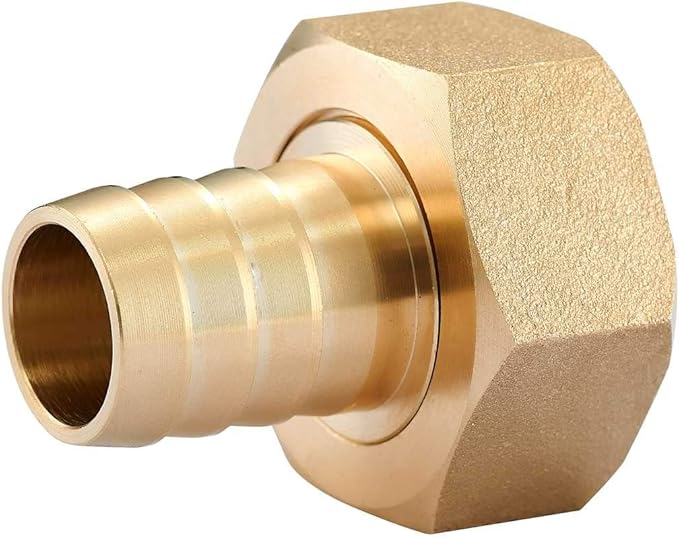 2PCS Premium Brass Water Hose Pipe Swivel Connector,5/8" Barb x 3/4 inch Female GHT Adapter,Copper Fitting with Stainless Clamp for House/Boat/Lawn/Power Wash/Irrigation