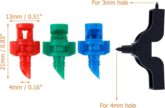 Coshar 120Pcs Mini Sprinkler Sprayer, 90/180/360 Degree Micro Sprayer Misting Nozzle Garden Lawn Irrigation Water Spray System Accessories, with Punch Tool