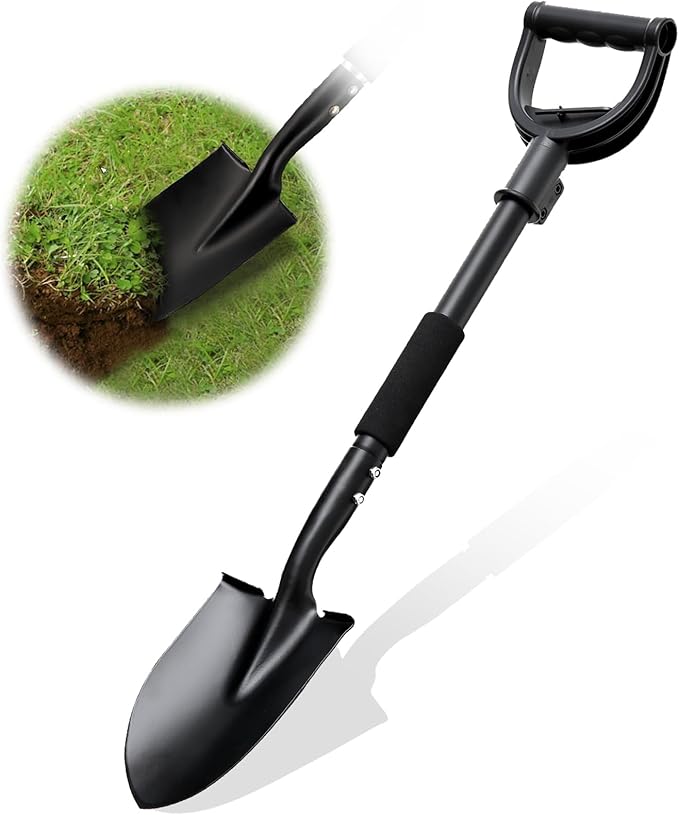 Shovel, Small Shovels for Digging Gardening, 31” Garden Shovel for Camping, Off Road, Heavy Duty Spade Shovel with Round Point Blade, D-Handle, Comfort Grip, Metal Shovel Rust-Proof, Lightweight